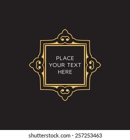 Vector Frame. Geometric Line Design Style for Hipster Art. Art Deco Monogram and Emblem Elements. Copy Space for Text