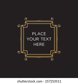 Vector Frame. Geometric Line Design Style for Hipster Art. Art Deco Monogram and Emblem Elements. Copy Space for Text