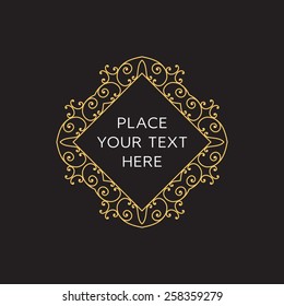 Vector Frame. Geometric Line Design Style for Hipster Art. Art Deco Monogram and Emblem Elements. Copy Space for Text.