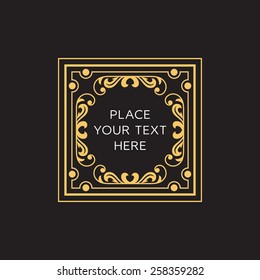 Vector Frame. Geometric Line Design Style for Hipster Art. Art Deco Monogram and Emblem Elements. Copy Space for Text.