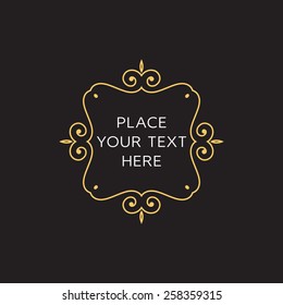 Vector Frame. Geometric Line Design Style for Hipster Art. Art Deco Monogram and Emblem Elements. Copy Space for Text.