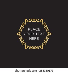 Vector Frame. Geometric Line Design Style for Hipster Art. Art Deco Monogram and Emblem Elements. Copy Space for Text.