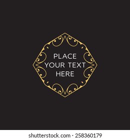 Vector Frame. Geometric Line Design Style for Hipster Art. Art Deco Monogram and Emblem Elements. Copy Space for Text.