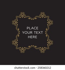 Vector Frame. Geometric Line Design Style for Hipster Art. Art Deco Monogram and Emblem Elements. Copy Space for Text.