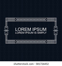 Vector Frame. Geometric Line Design Style for Hipster Art. Art Deco Monogram and Emblem Elements. Copy Space for Text