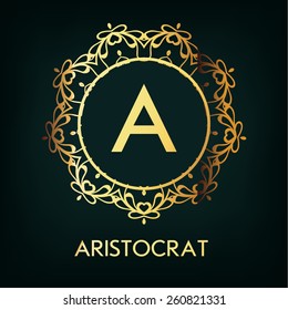 Vector Frame. Geometric Luxury Vintage Line Design Style for Hipster Art. Art Deco Monogram and Emblem Elements. Copy Space for Text.