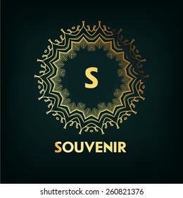 Vector Frame. Geometric Luxury Vintage Line Design Style for Hipster Art. Art Deco Monogram and Emblem Elements. Copy Space for Text.