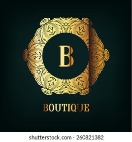 Vector Frame. Geometric Luxury Vintage Line Design Style for Hipster Art. Art Deco Monogram and Emblem Elements. Copy Space for Text.
