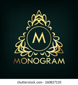 Marco vectorial. Estilo de diseño de línea de lujo geométrica para el arte hipster. Monograma Art Deco y elementos Emblem. Copiar espacio para texto.
