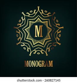 Vector Frame. Geometric Luxury Vintage Line Design Style for Hipster Art. Art Deco Monogram and Emblem Elements. Copy Space for Text.