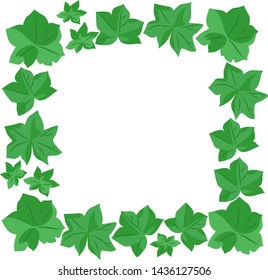 Vector frame of geranium leaves on white background.