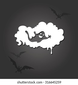 Vector frame with a ghost on a dark background.