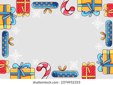 Marco vectorial con regalos al estilo de las caricaturas.