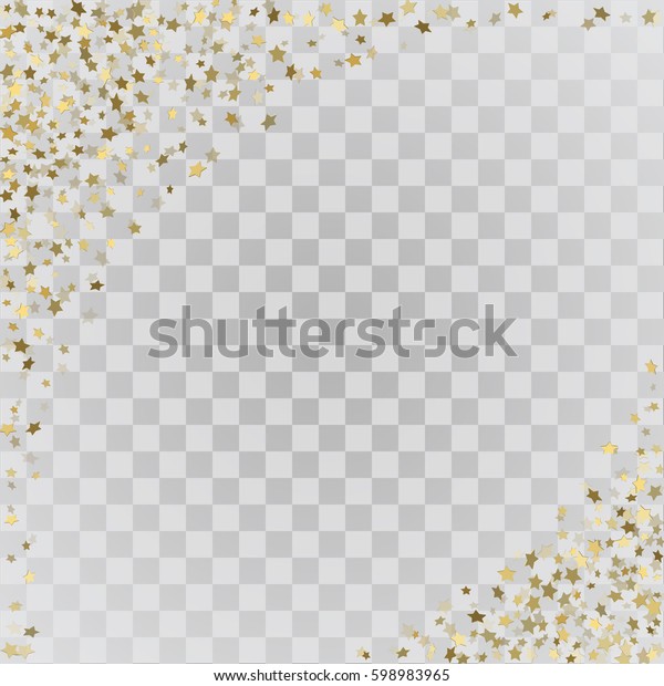 金紙吹雪のベクター画像フレーム 透明な背景に金色の3d星 のベクター画像素材 ロイヤリティフリー