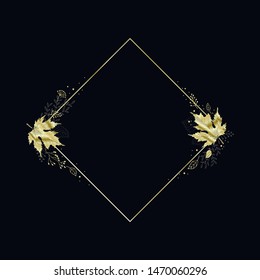 Vector frame with Golden leaves. Autumn background with fall leaves. Nature autumnal vector concept. Vector Illustration Autumn Sale. 