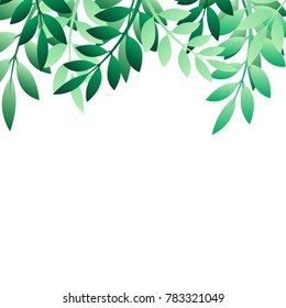 Vector frame with gradient green leaves
