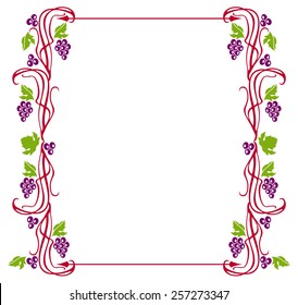 Vector frame with grapes isolated on a white background 