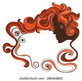 vector frame of hair and face silhouette