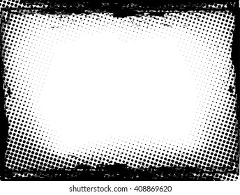 Vector Frame with halftone dots. Textured rectangle for image 