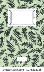 Vector frame with hand drawn graceful fern leaves. Ink drawing, beautiful floral design elements.