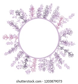 Vector frame with hand drawn  lavender.Sketch  illustration.