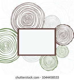 Vector frame with  hand drawn tree rings.