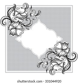 Vector frame with hand-drawing graphic ornament  for design