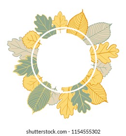 Vector frame with hand-drawn autumn leaves. Vector sketch  illustration. 