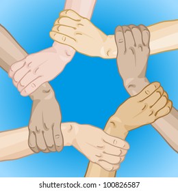 Vector frame hands took in the circle