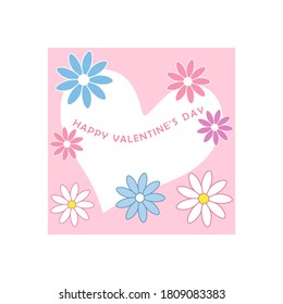 Vektor-Rahmen von Herz und Blumen für fröhliche valentinische Grußkarte