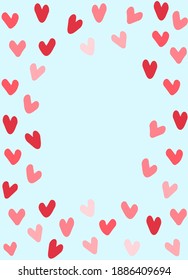 Vector frame with with heart shapes. Greeting card, invitation background with place for your text. Valentines Day, birthday, love confession concept