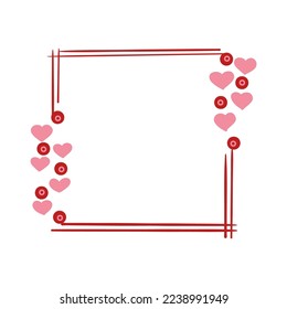 Vector frame with hearts, flowers, swirls in vintage art deco style. Elegant ornament for decoration, wedding invitation design, Valentine's day love romantic card