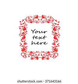 Vector frame of hearts. Postcard to the Valentine's Day.
