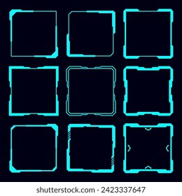 Vector frame HUD  square shape futuristic interface design element.