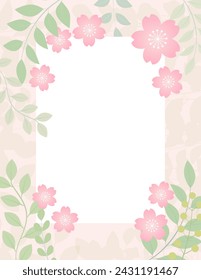 vector frame illustration of blooming pink sakura(cherry blossoms) flowers 