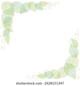 Ilustración De Marco Vectorial Con Patrón De Silueta De Venas De Hoja Aisladas Sobre Un Fondo Blanco. 