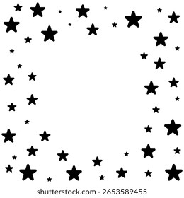 Vector frame illustration surrounded by black stars.