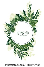 vector frame with illustrations of plant leaves. For nature lovers. The theme of the summer. It can be used for packaging, invitations, postcard holiday, fabrics and etc.