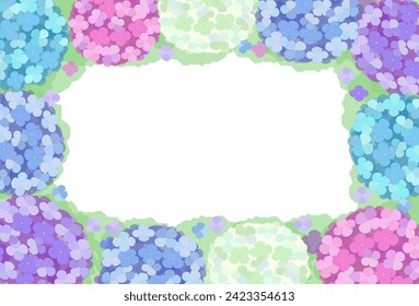 vector frame image of colorful hydrangea flowers