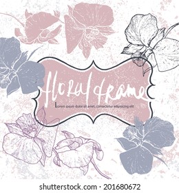 Vector frame image with place for text in floral style. Background for invitation and greeting card. ornament for wedding stationery