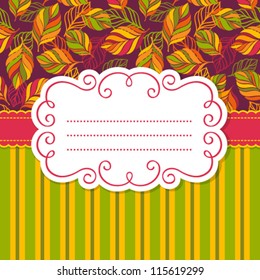 Vector frame for invitation or greeting card. Colorful backgrounds with leaves