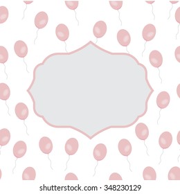 Vector frame label, made in festive style in pink color with beads. There's space for photos or text.