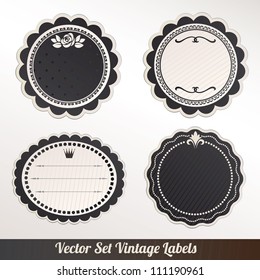 Vector Frame labels Set ornamental vintage decoration
