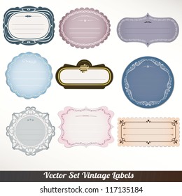 Vector Frame labels Set ornamental vintage decoration