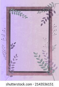 Marco vectorial con hojas y ramas sobre fondo violento