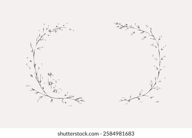 Vector frame of leaves on a white background. Wreath with leaves. Vector illustration
