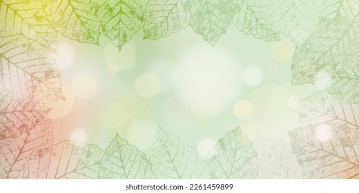 Vector frame of leaves, spring background