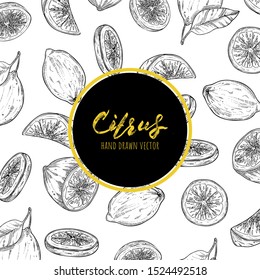 Vector frame with lemons , hand drawn