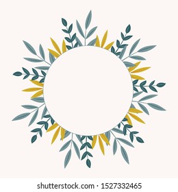 Vector frame with leves. Botanical background