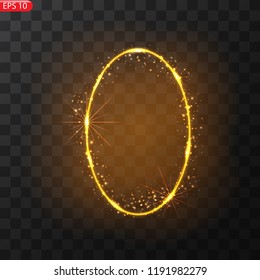 Vector frame with lights effects. Shining rectangle banner. Isolated on black transparent background. Vector illustration, eps
